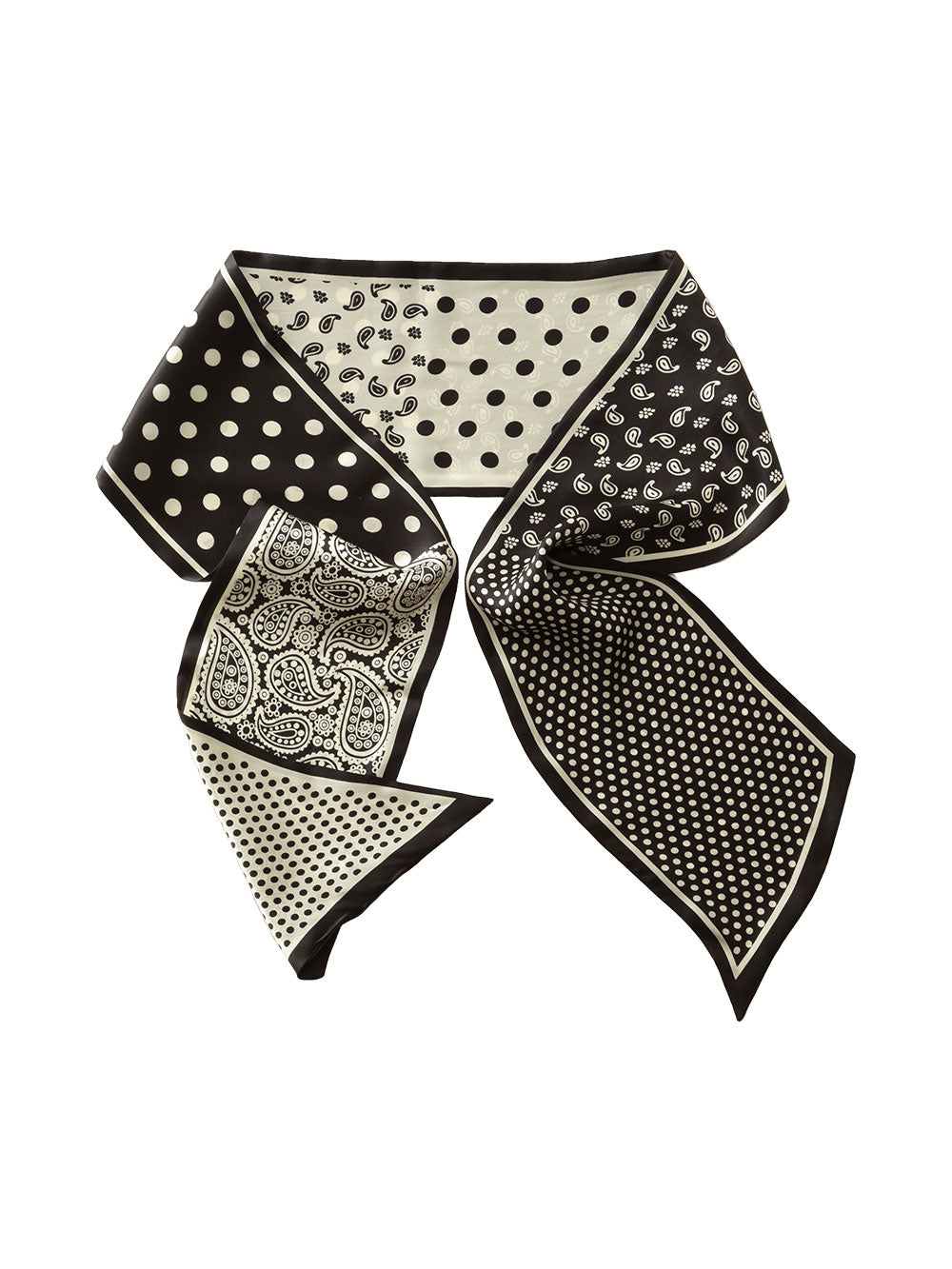 ZSCJ108 Black Cashew Polka Dot Silk Scarf