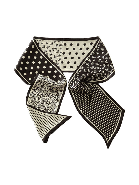 ZSCJ108 Black Cashew Polka Dot Silk Scarf
