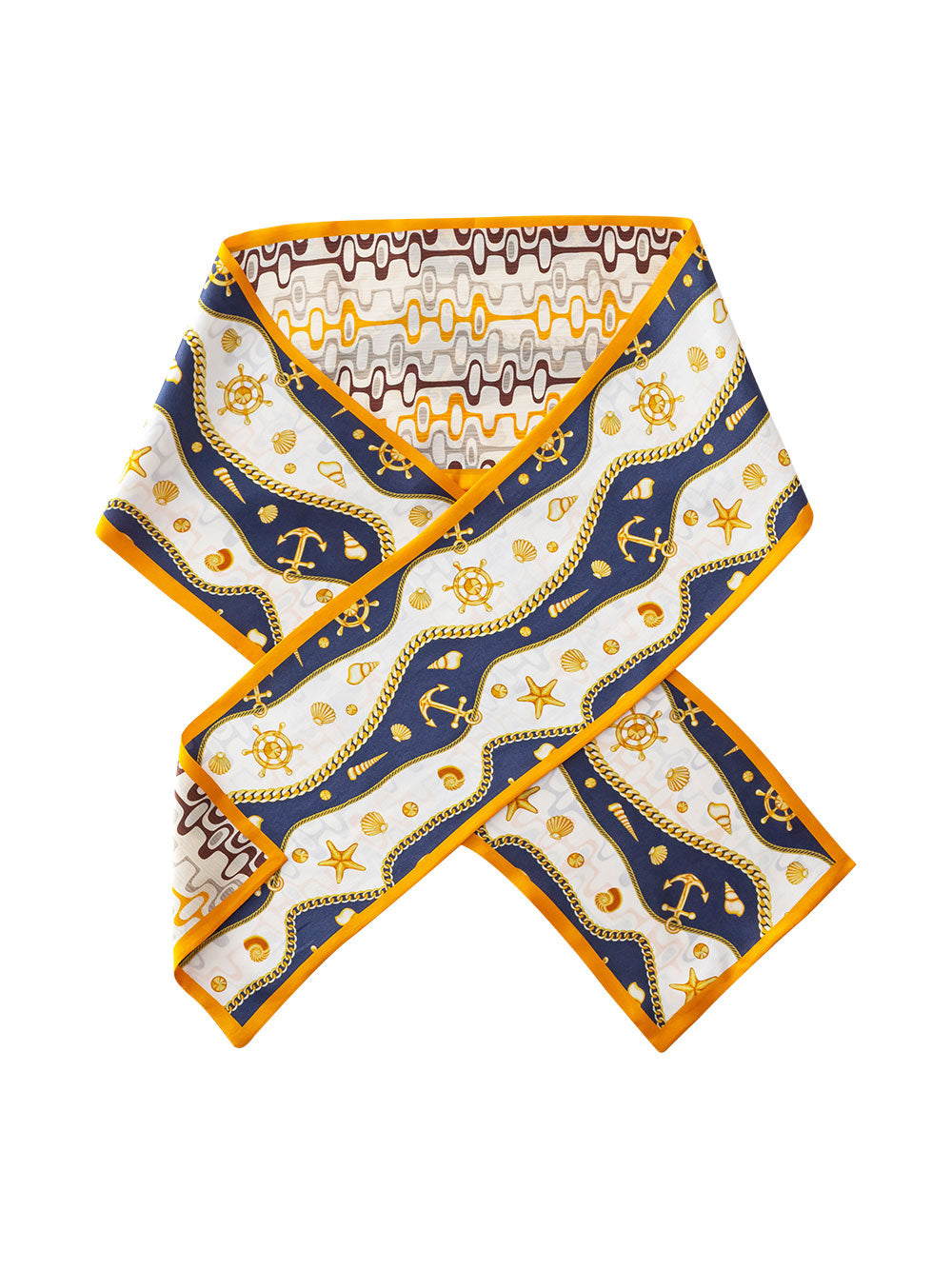 ZSCJ41 Shell Chain Silk Double Layer Wide And Narrow Scarf