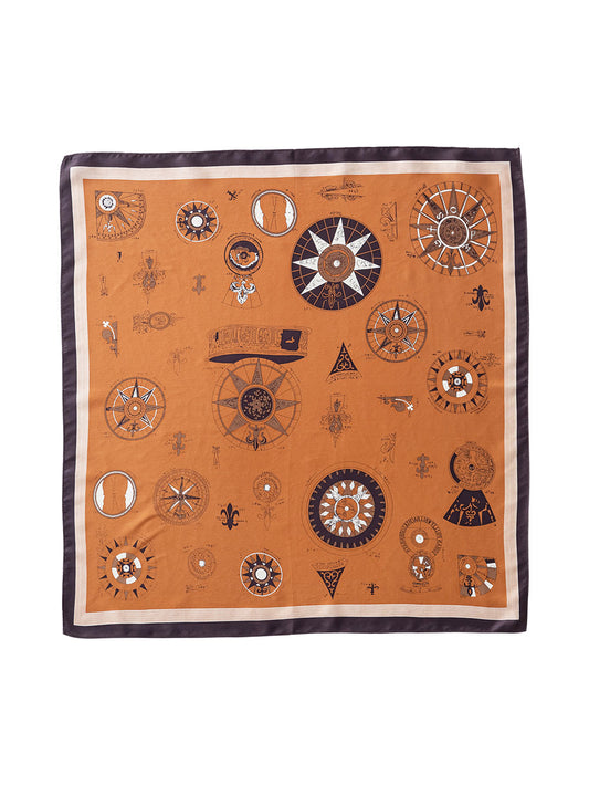 ZSFJ77 Caramel Star Geometric Pattern Square Scarf