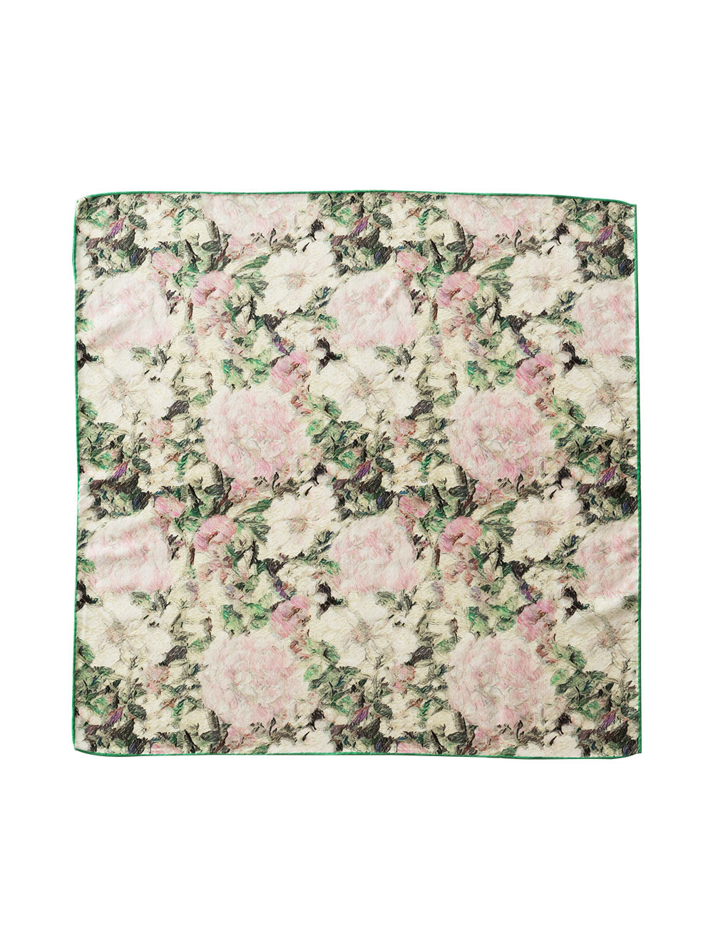 ZSYM110 White Rose Silk Wool Square Scarf