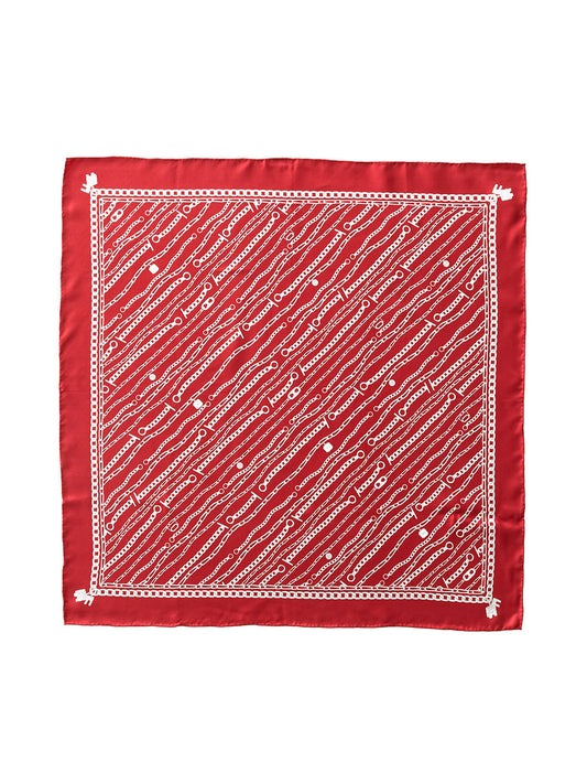 XWC7105-2 Chain Baroque Silk Twill Square Scarf