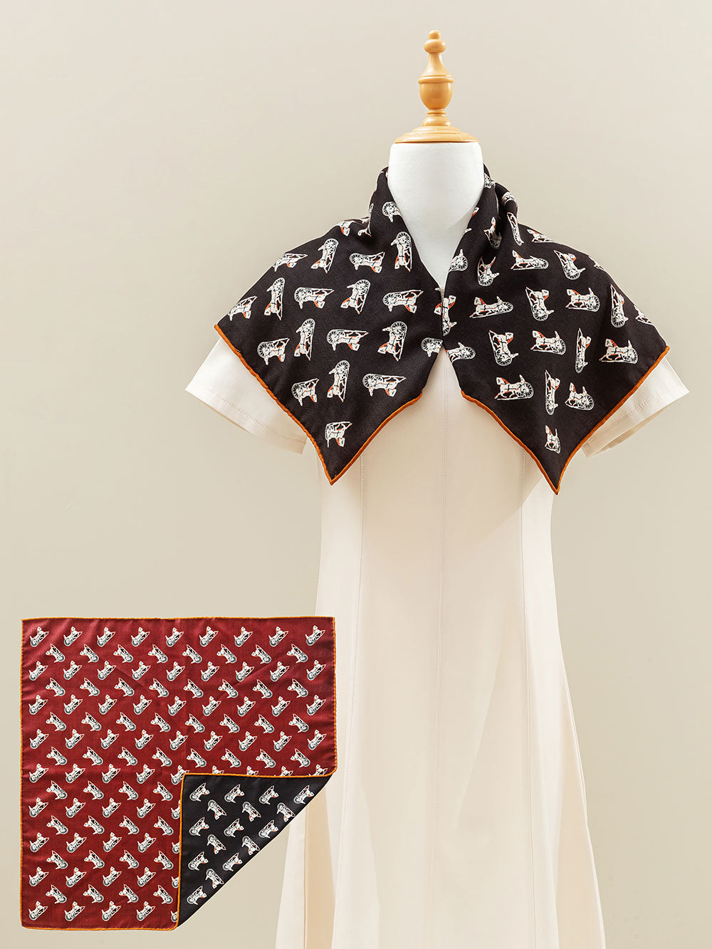 ZSYM102 Classic Car Silk Wool Square Scarf