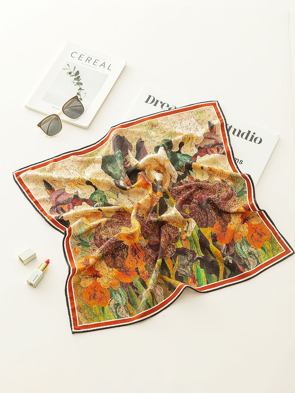 ZSYM106 Oil Painting Iris Scarf