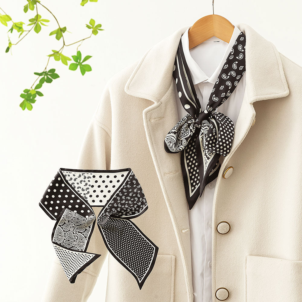 ZSCJ108 Black Cashew Polka Dot Silk Scarf