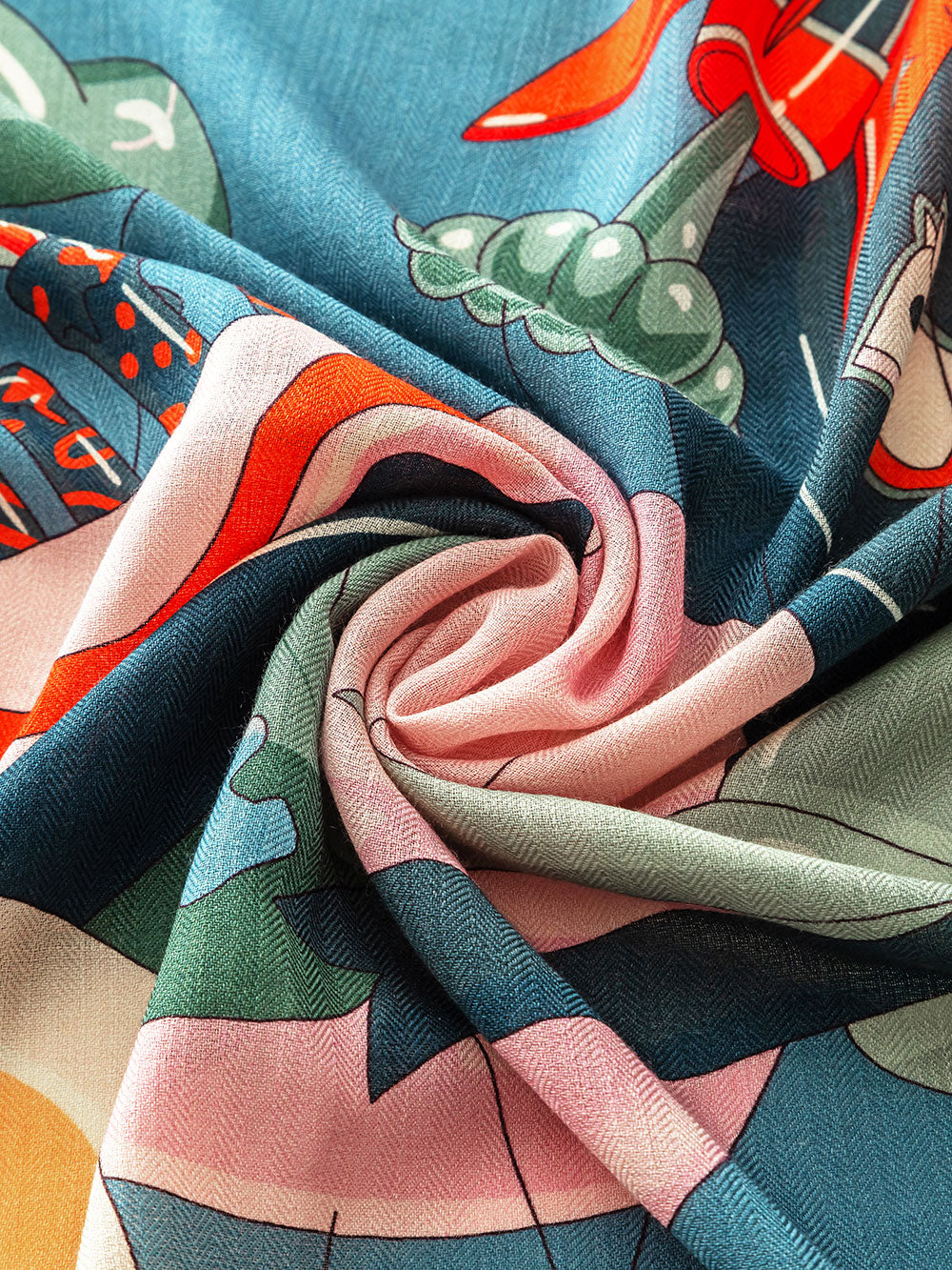 ZSYM210-2 Horse Parade Silk Wool Large Square Scarf