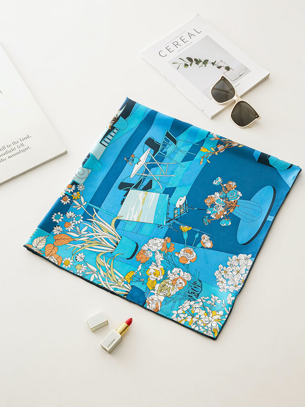 T904-1 Chinese Style Silk Twill Square Scarf