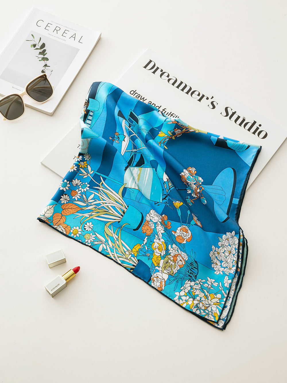T904-1 Chinese Style Silk Twill Square Scarf