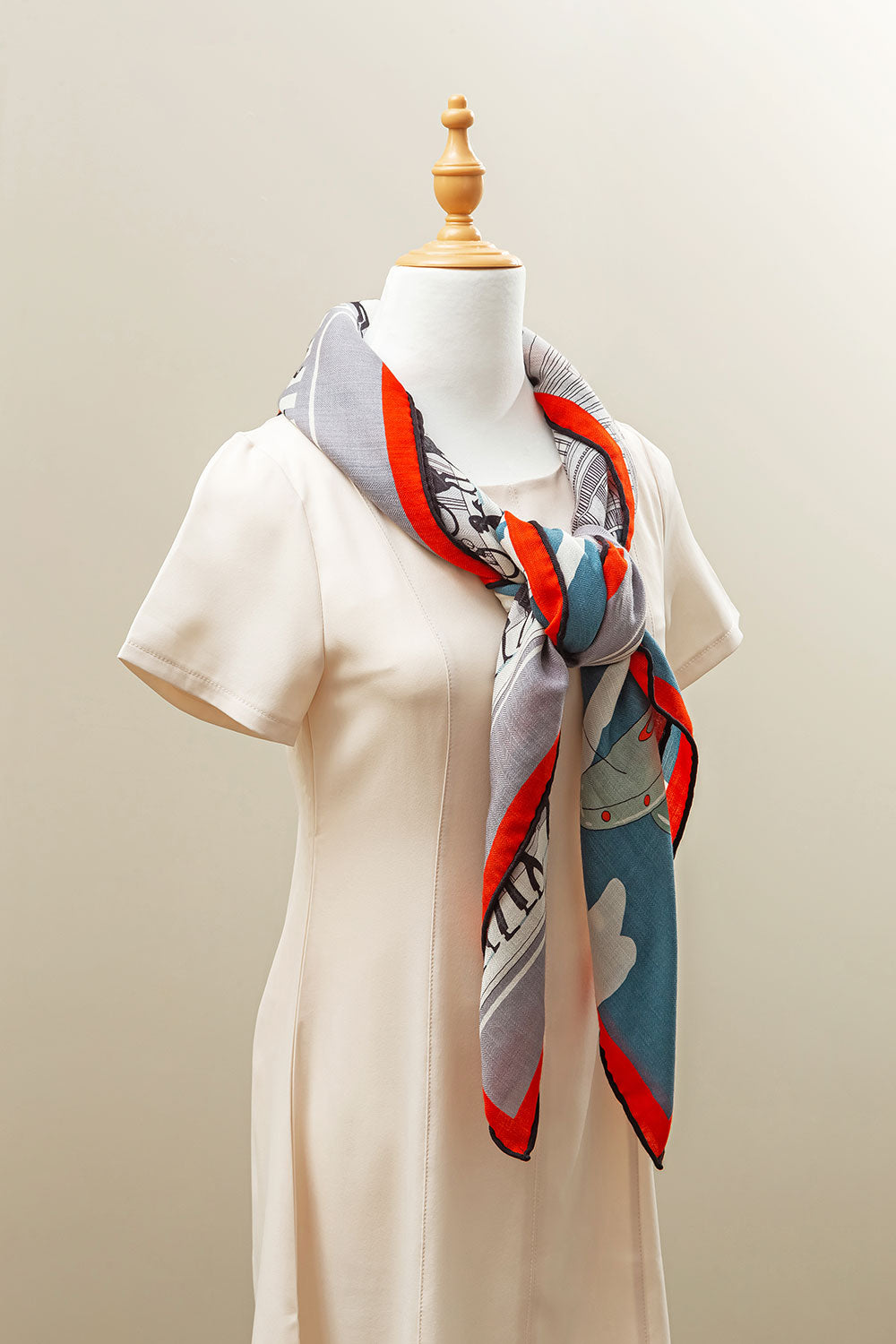 ZSYM210-2 Horse Parade Silk Wool Large Square Scarf