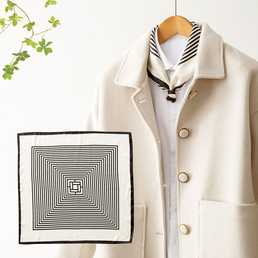 ZSFJ150 Black And White Striped Small Square Scarf