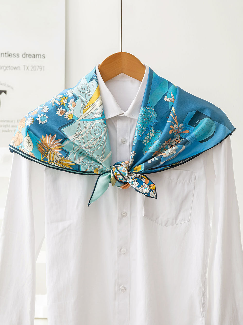 T904-1 Chinese Style Silk Twill Square Scarf