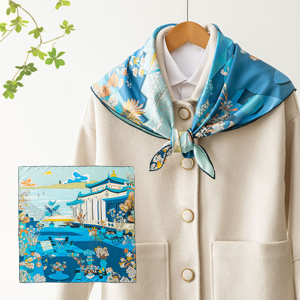 T904-1 Chinese Style Silk Twill Square Scarf