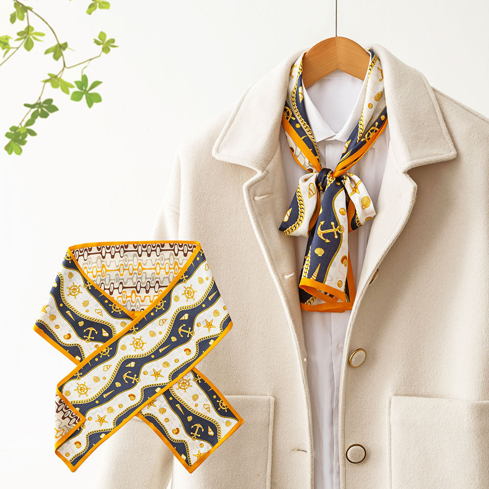 ZSCJ41 Shell Chain Silk Double Layer Wide And Narrow Scarf