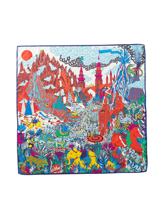 S904 Animal City Silk Large Square Scarf