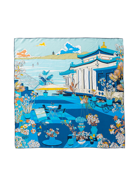 T904-1 Chinese Style Silk Twill Square Scarf
