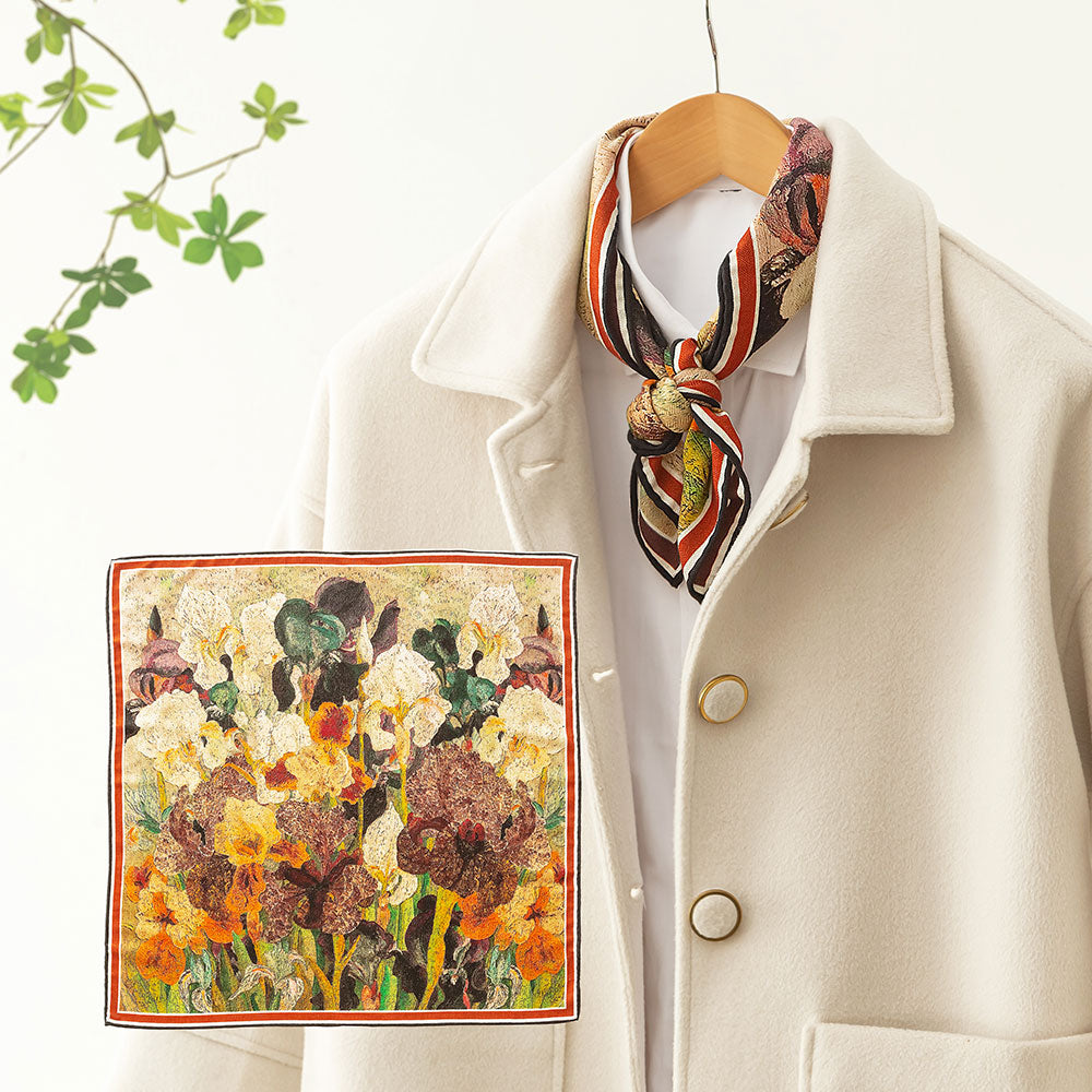 ZSYM106 Oil Painting Iris Scarf
