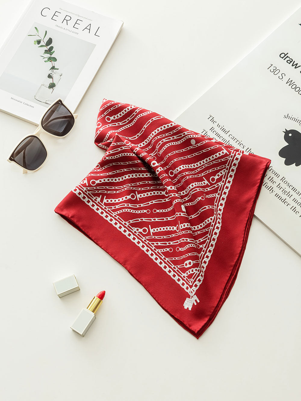 XWC7105-2 Chain Baroque Silk Twill Square Scarf