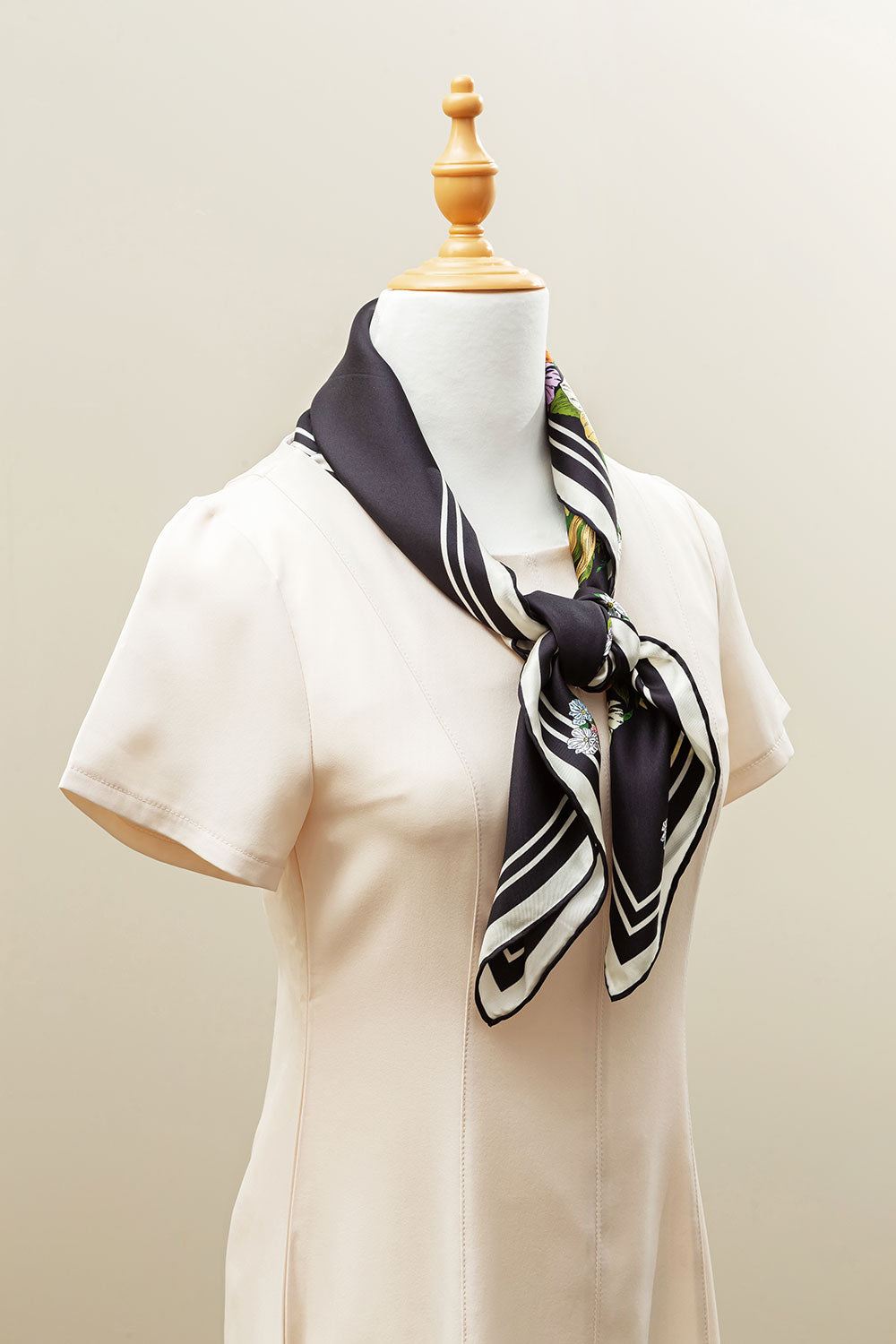T920-1 Black Butterfly Print Silk Twill Square Scarf