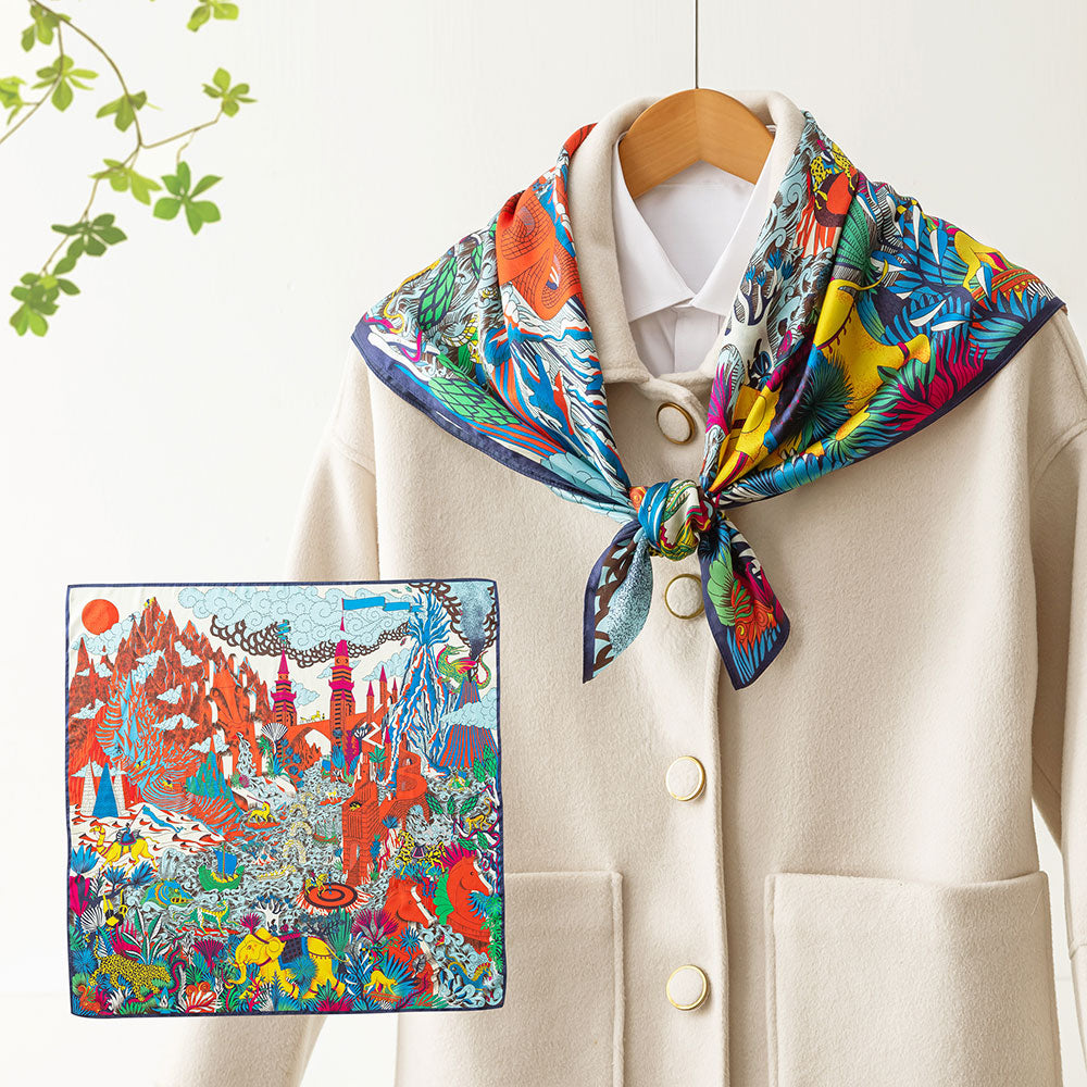 S904 Animal City Silk Large Square Scarf