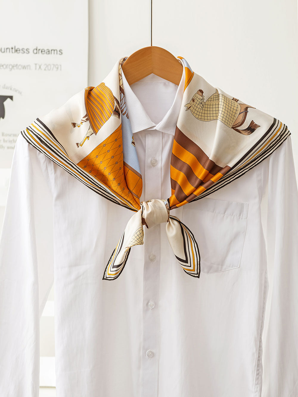 D908 English Horse Silk Twill Square Scarf